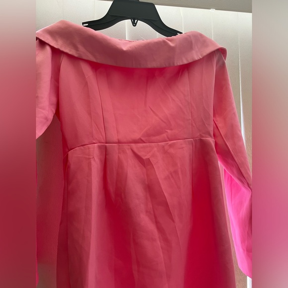 Women's Pretty Little Things Powder Pink Deep V Neck Collar Mini Dress Size 6 - Picture 9 of 9